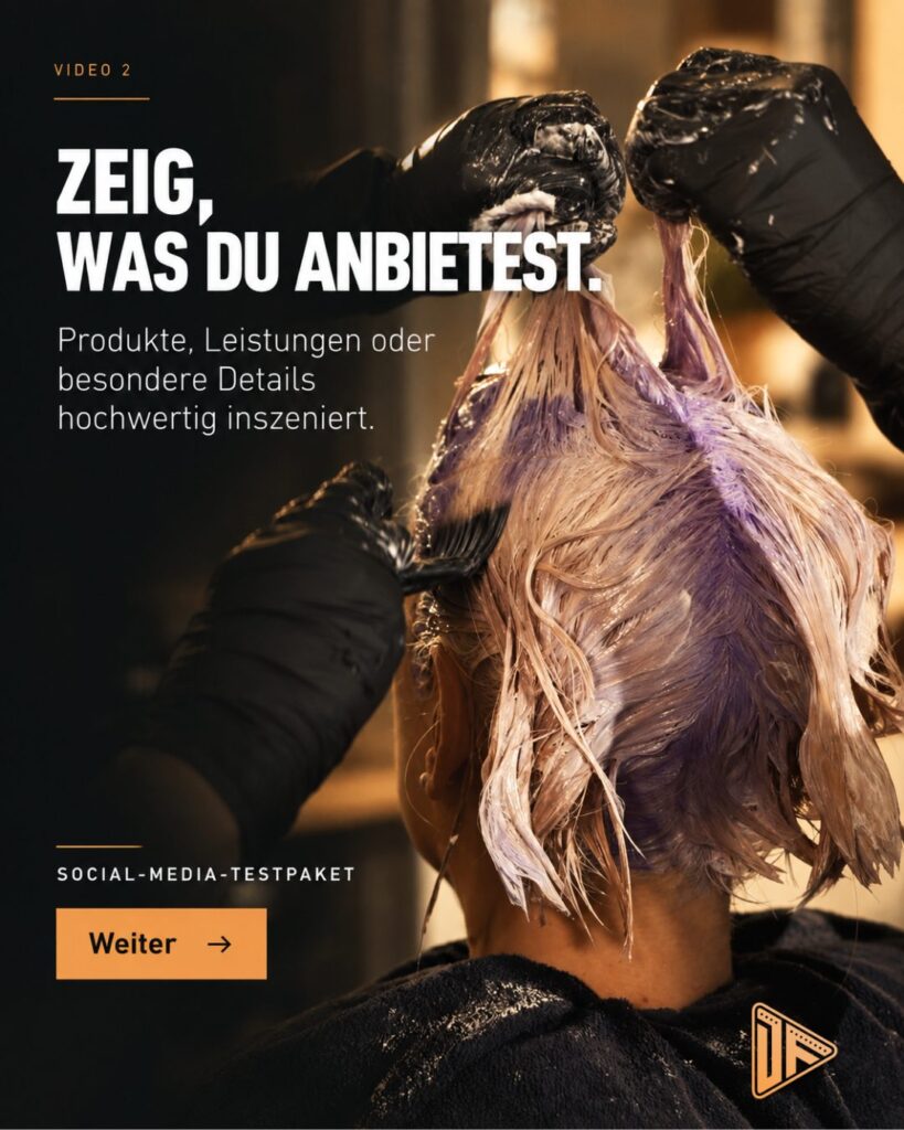 Haarfärben als Beispiel für ein Video über ein Angebot.