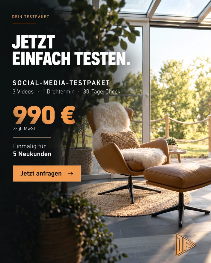 Wohnraum als Abschluss des Testpakets, 990 Euro zuzüglich Mehrwertsteuer.